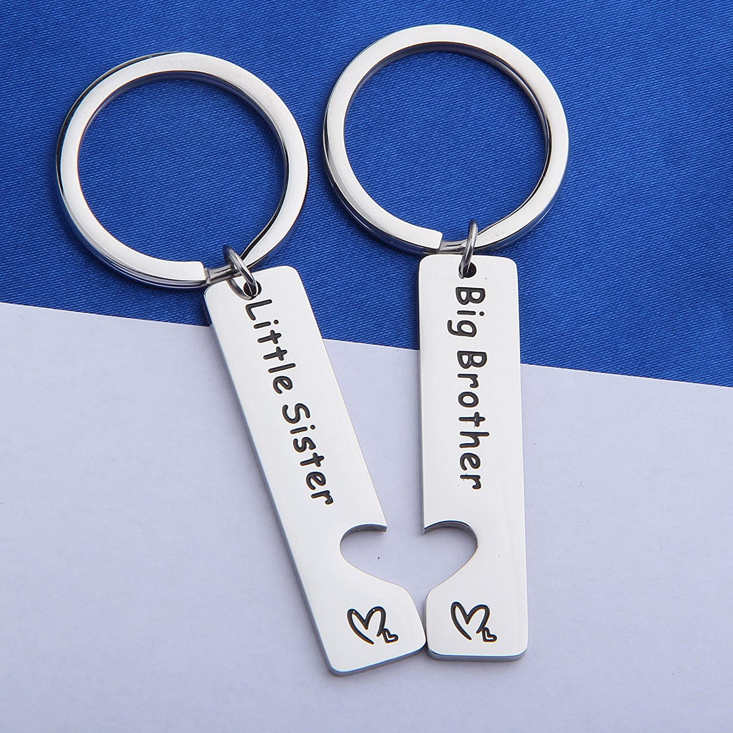 FEELMEM Big Sister Little Brother Sibling Matching Keyring