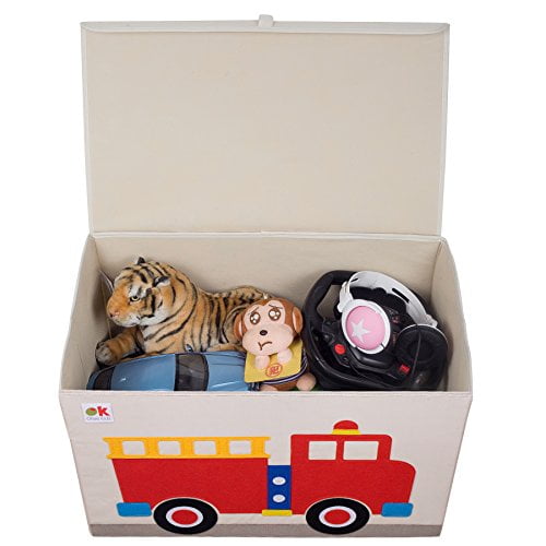 Wildkin Kids Fabric Toy Chest for Boys Girls, Measures 24 X 15 X 14 Inches Toy Storage, Features Garterized Handle Cardboard Insert, Toy Box Helps Kid