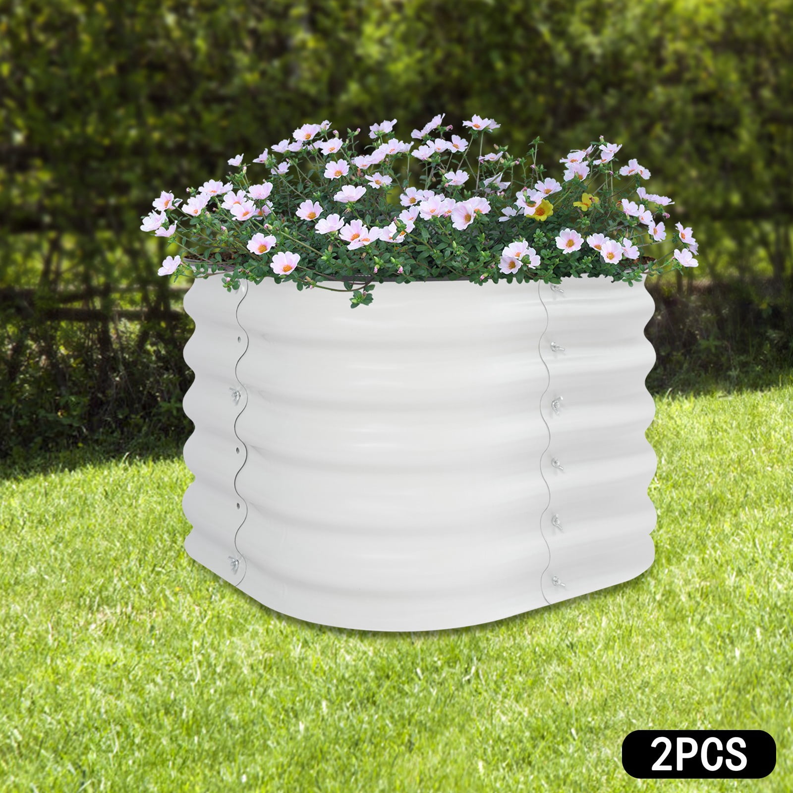 DENEST 2-Pack Round Raised Garden Bed for Outdoor Planting and Balcony Use