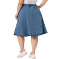 thumbnail image 3 of Unique Bargains Women's Plus Size Denim Casual A-Line Midi Skirt with Pockets, 3 of 6