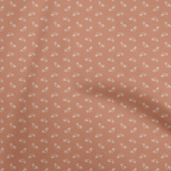 oneOone Cotton Cambric Rust Brown Fabric Bicycle Quilting Supplies Print Sewing Fabric By The Yard 56 Inch Wide