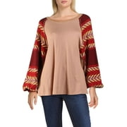 Free People Women's Striped Textured Sweater Tan Size Medium