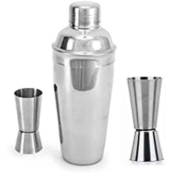 SynSpiritStore Stainless Steel Delux Cocktail Shaker 500 ml with 2 Tall Peg Measures