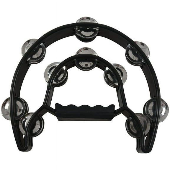 1X Double Half Moon Tambourine Drum-Black