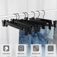 thumbnail image 2 of Set of 10 Trousers Hangers, Skirt Holder Hangers, with 2 Non-Slip and Adjustable Clips, for Hanging Trousers, Socks, Skirts - Black, 2 of 5