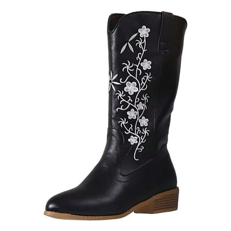 

Ketyyh-chn99 Boots for Women Wide Calf Walking Shoes Women 2024 Cowboy Boots for Women Western Cowgirl Boots with Chunky Heel Ladies Toe Mid-Calf Boots Black 8