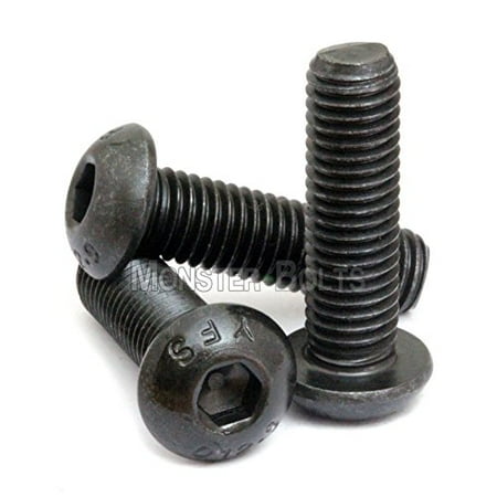 Screw Cap Closure (10) M6-1.0 x 14mm - Button Head Socket Cap Screws ISO 7380 / DIN 9427 Class 12.9 Alloy Steel w Black Oxide - MonsterBolts (10, M6 x 14mm) ()