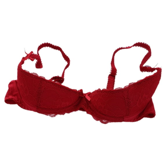 Women's Lace Balconette Bra 1/4 Cup Padded Push Up Shelf Underwire Bralette Low Cut Bra Sex Brassiere Lingerie Gifts