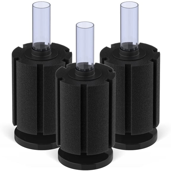 Aquarium Bio Sponge Filter Quiet Betta Fry Shrimp and Small Fish Foam Filter for Fish Tanks up to 20 Gallons, 3 Pack