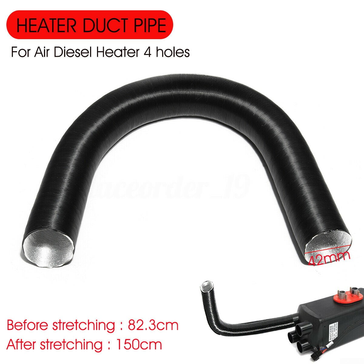 Color : 2pcs Easy 2//4pcs 42mm Fit for Car Heater Ducting Pipe 100-200cm Diesel Parking Heater Duct Aluminum Foil Warm Air Intake Pipe Satisfaction