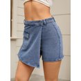 thumbnail image 2 of DARING DIVA Women's High Waist Western Asymmetrical Denim Cargo Skirt L Blue, 2 of 7