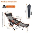 thumbnail image 2 of Moclever Foldable Reclining Chair, 2 in 1 Portable Camping Chair Heavy Duty Steel Outdoor Folding Chair 330lbs Load with Cup Holder Pillow Side Pocket, Black, 2 of 13