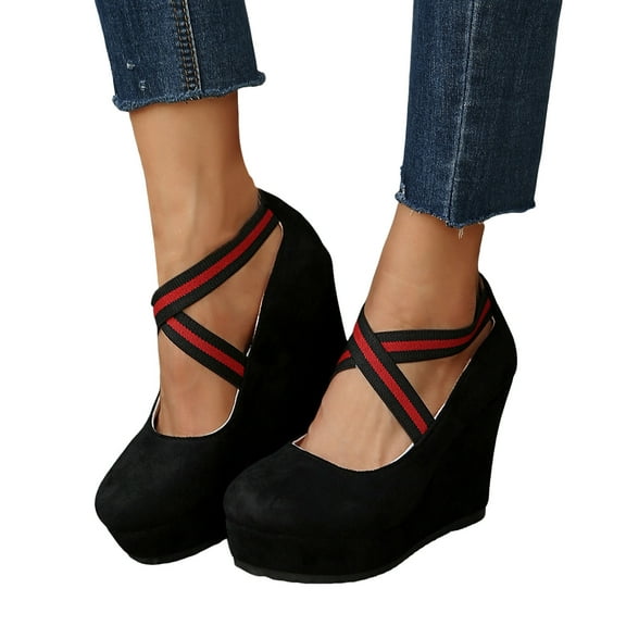 Juosiy Women's Platform Wedge Casual Shoes Thick Sole Slip On Closed Toe Comfortable Dressy Loafers