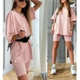 thumbnail image 2 of Women 2 Piece Outfit sets Casual Oversized T-Shirt Tops Biker Shorts Workout Sports Tracksuit Sportwear for Women, 2 of 5