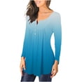 thumbnail image 3 of Camiseta informal para mujer, blusa estampada de manga larga con cuello redondo y fruncido Fridja  fjkfkj2153, 3 of 6