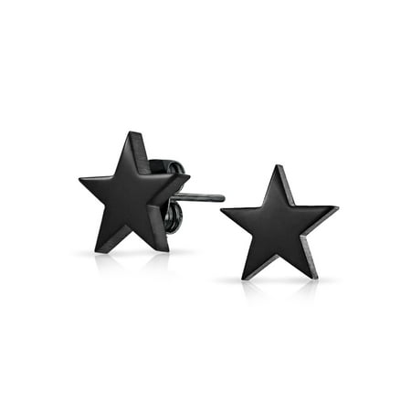 Bling Jewelry Uni Star Stud Earrings Black Stainless Steel Uni Star Stud Earrings Black Stainless Steel 10mm