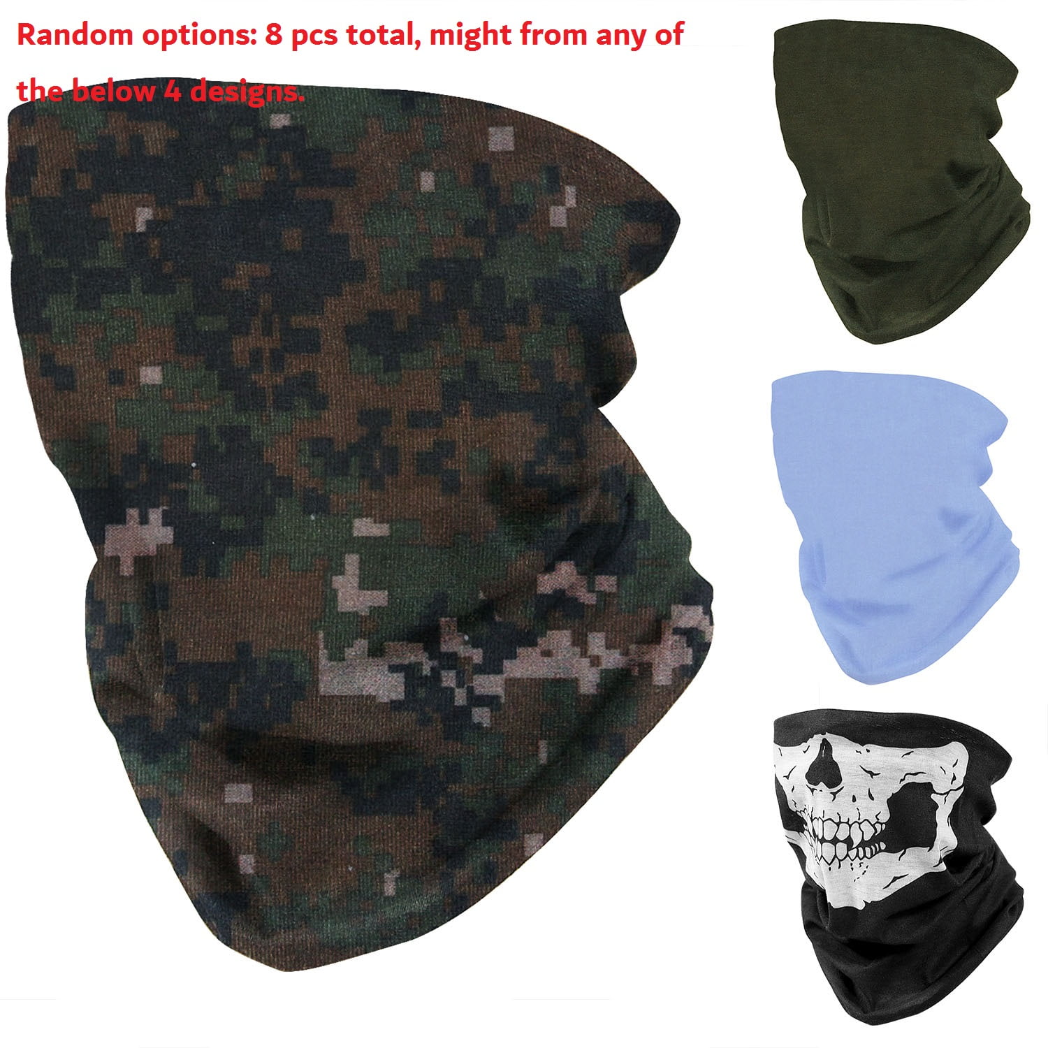 8 packs Face Covers Seamless Construction, Lightweight UV and Dust Personal Protection for Outdoor Festival and Sports