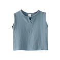 thumbnail image 2 of UACY Boys Girls Cotton Linen Tank Top Toddler Kids Sleeveless Crewneck Vest Tee Shirt Baby Summer Solid Tshirt (A, 9-12 Months), 2 of 4