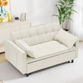 thumbnail image 3 of Bellemave Sleeper Sofa Bed 3-in-1 Convertible Couch with Pullout Bed, Futon 2-Seater Loveseat with Toss Pillows and Storage Pockets, 3 Level Adjustable Backrest Sofa for Living Room （Creamy White）, 3 of 8