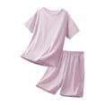 thumbnail image 4 of Edvintorg Girls Summer 2 Piece Sets Lightweight Short Sleeve Crewneck Tops and Shorts Loungewear Matching Set Teen Clothes Size 11-18, 4 of 8