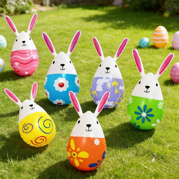 Fwttom Easter Inflatable Outdoor Holiday Yard Decorations16" Colorful Easter Eggs Spring Party Decor