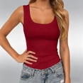 thumbnail image 2 of MDUKONU Womens Sleeveless Scoop Neck Tank Top Ribbed Fitted Summer Basic Slim Cute Tops 2026 Size: L Red, 2 of 4