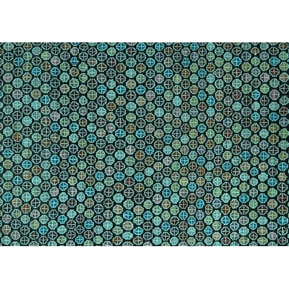 Ahgly Company Indoor Rectangle Abstract Light Blue Modern Area Rugs, 6' x 9'