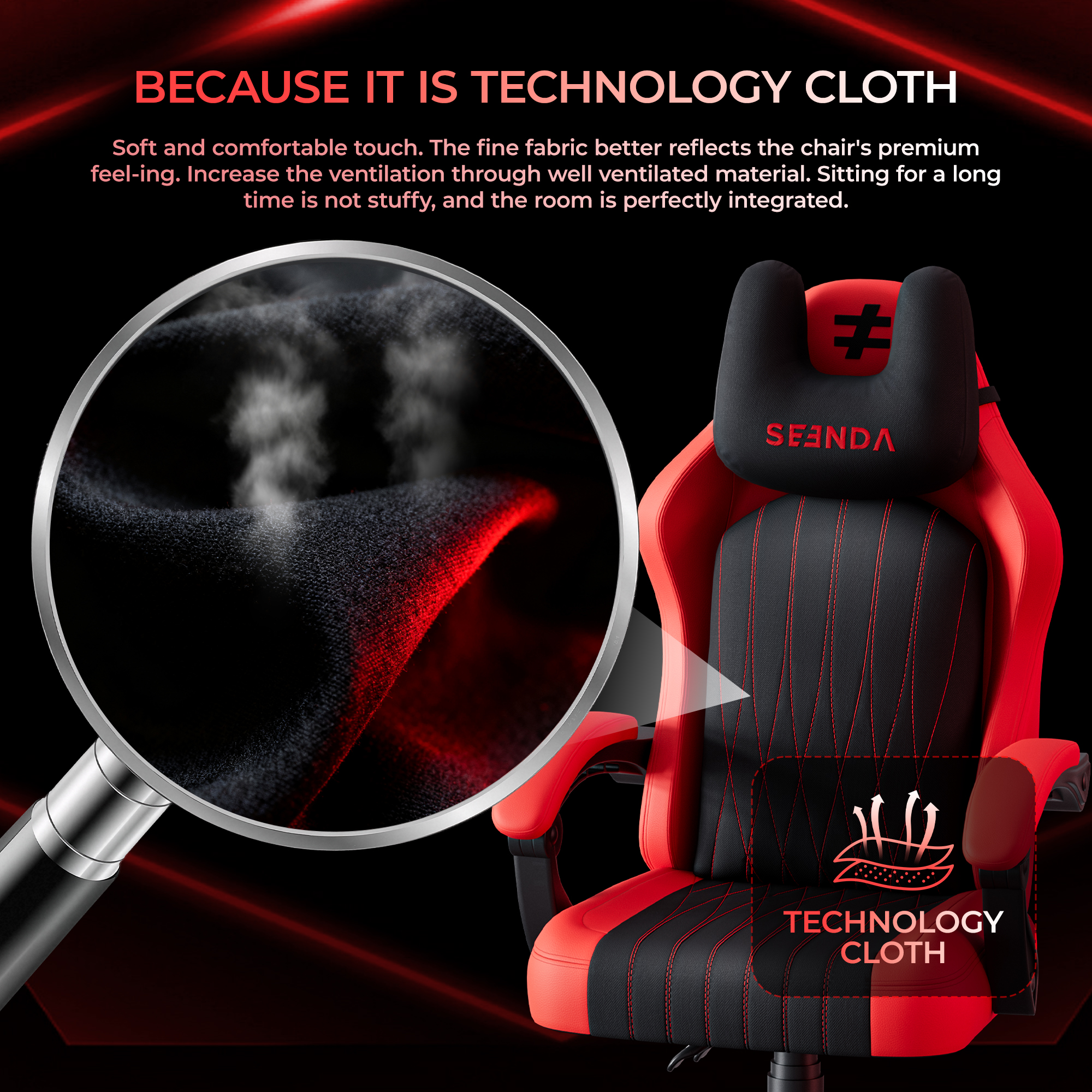 Seenda Gaming Chair, Fabric Comfy Video Gaming Chair, High Back Computer Chair, Adjustable Swivel Office Desk Chair with Headrest and Lumbar Support