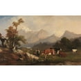 thumbnail image 3 of Jules Coignet 18x13 Black Modern Framed Museum Art Print Titled - Alpine Scene with Cattle Herders (Around 1850), 3 of 5