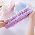 thumbnail image 2 of 4 diademas con orejas de gato, diadema para ducha de spa, diadema para lavar la cara, diadema para maquillaje, envoltura de banda, tela colorida lavable, se adapta a todos los tamaños de cabeza, 2 of 5