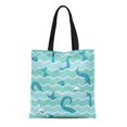 thumbnail image 1 of NUDECOR Canvas Tote Bag Color of Octopus Tentacles Fish Float and Starfish Periscope Reusable Shoulder Grocery Shopping Bags Handbag, 1 of 1