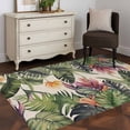 thumbnail image 3 of 2.7x5 Area Rugs, Palm Leaves Non-Skid Rubber Backing Large Rectangle Rugs - Living Room Bedroom Home Office, Summer Botanical Tropical Plants Rustic Indoor Floor Mat Carpets Washable Rug, 3 of 9
