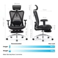thumbnail image 2 of Sihoo Office Chair with Footrest, Ergonomic, High Back, 2D Armrest & Headrest, Mesh Desk Chair with Lumbar Support for Home and Office, 300lbs, Light Black, 2 of 10