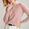 thumbnail image 4 of Pulls Confortables pour Femmes! Fadeal Tricot Uni Printemps et Automne Hiver avec Col Rond et Style à Manches Longues pour Femmes Rose G, 4 of 4