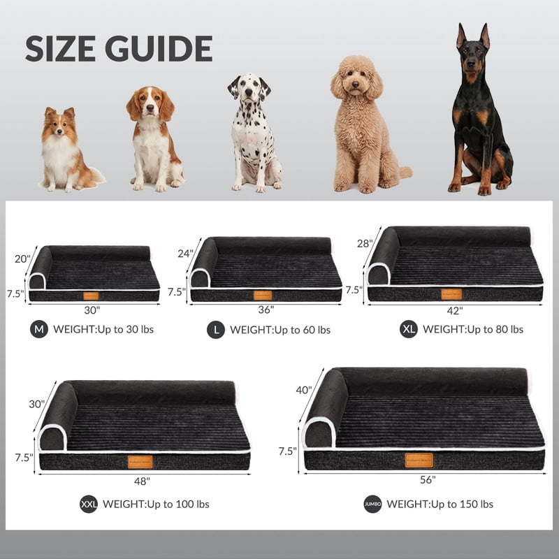 Exclusivo Mezcla Medium Orthopedic Dog Bed, Luxury Striped Jacquard Pet Bed Sofa, Waterproof and Washable, 36"×24", Black