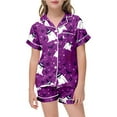 thumbnail image 5 of Gelikeya Halloween Pajama Sets for Toddler Girls 4T-5T Short Sleeves Collared T Shirts Shorts 2 Piece Outfits Halloween Nightwear Kids Clothes 2-13Y (X03 Purple, 4-5 Years), 5 of 6
