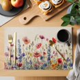 thumbnail image 2 of Placemat Set of 6 Colorful Flower Floral Leaves Placemats for Dining Table Branch Plant Washable Table Mats for Kitchen and Party Decor Indoor & Outdoor Use, 2 of 8
