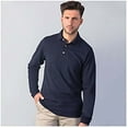 thumbnail image 2 of Henbury Mens Classic Plain Long Sleeve Cotton Polo Shirt, 2 of 3