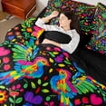 thumbnail image 3 of Erosebridal Rainbow Hummingbird 7-Piece Twin Bedding Sets,Colorful Plant Flowers Blossom Bedding Comforter Set,Reversible, 3 of 7