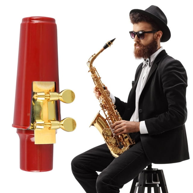 Alto Sax Mouthpiece Kit, Gold Alto Sax Ligature Plastic Cover Cap 2.5 Strength Reeds for Alto Saxophone Instrument Replacement Supply
