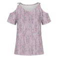 thumbnail image 3 of ALLLIST V-Neck Womens Tops Pink Short Sleeve Graphic T-Shirts Casual Cold Shoulder T Shirts for Women, 3 of 4