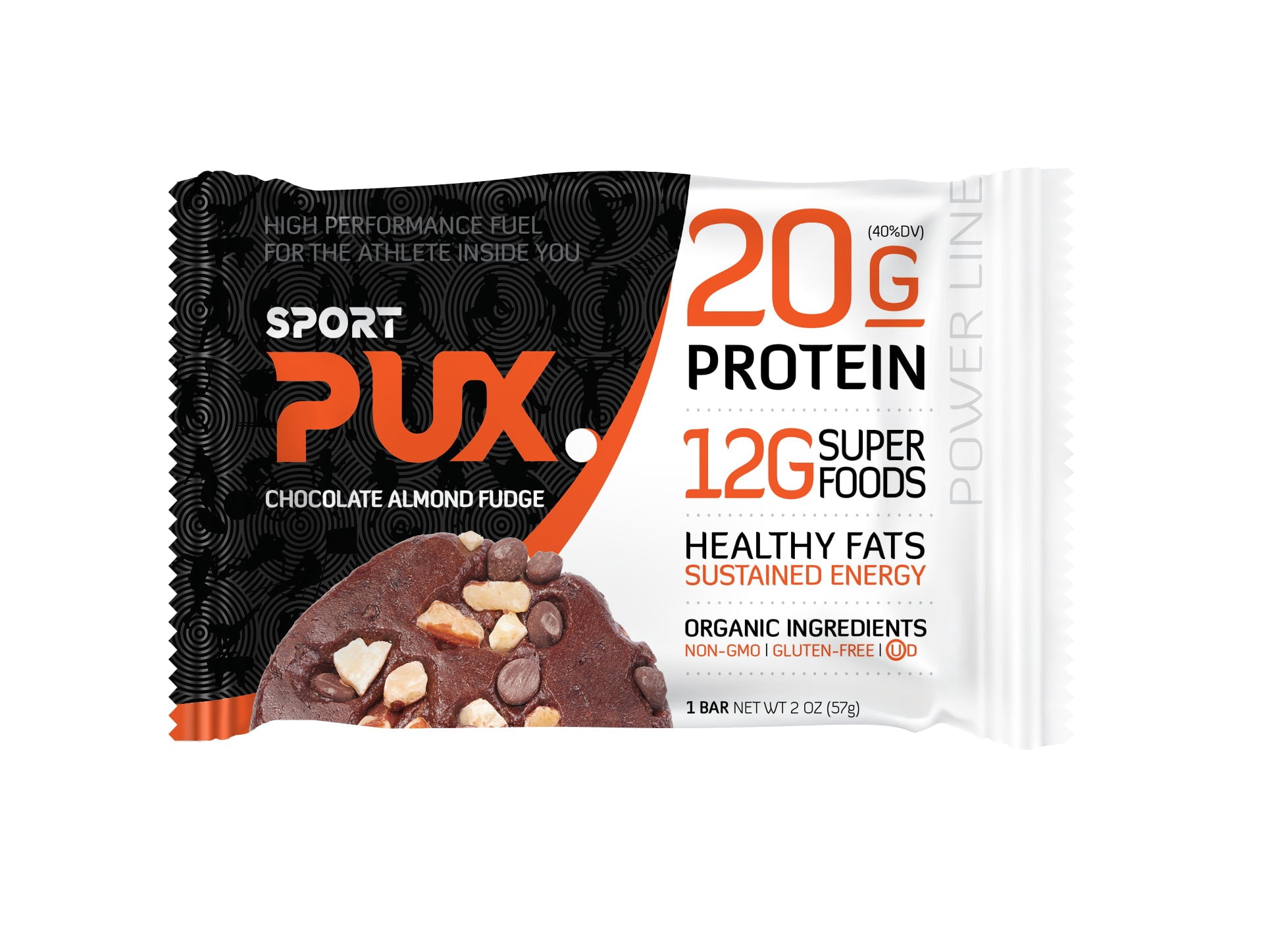 Sport Pux Protein Bar, Chocolate Almond Fudge, 20G Whey Protein, 13G Sugar, 4Count