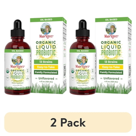 (2 pack) MaryRuth's Liquid Probiotic Drops USDA Organic Vegan Non-GMO for Adults & Kids Digestive Health 1 Count 4 fl oz