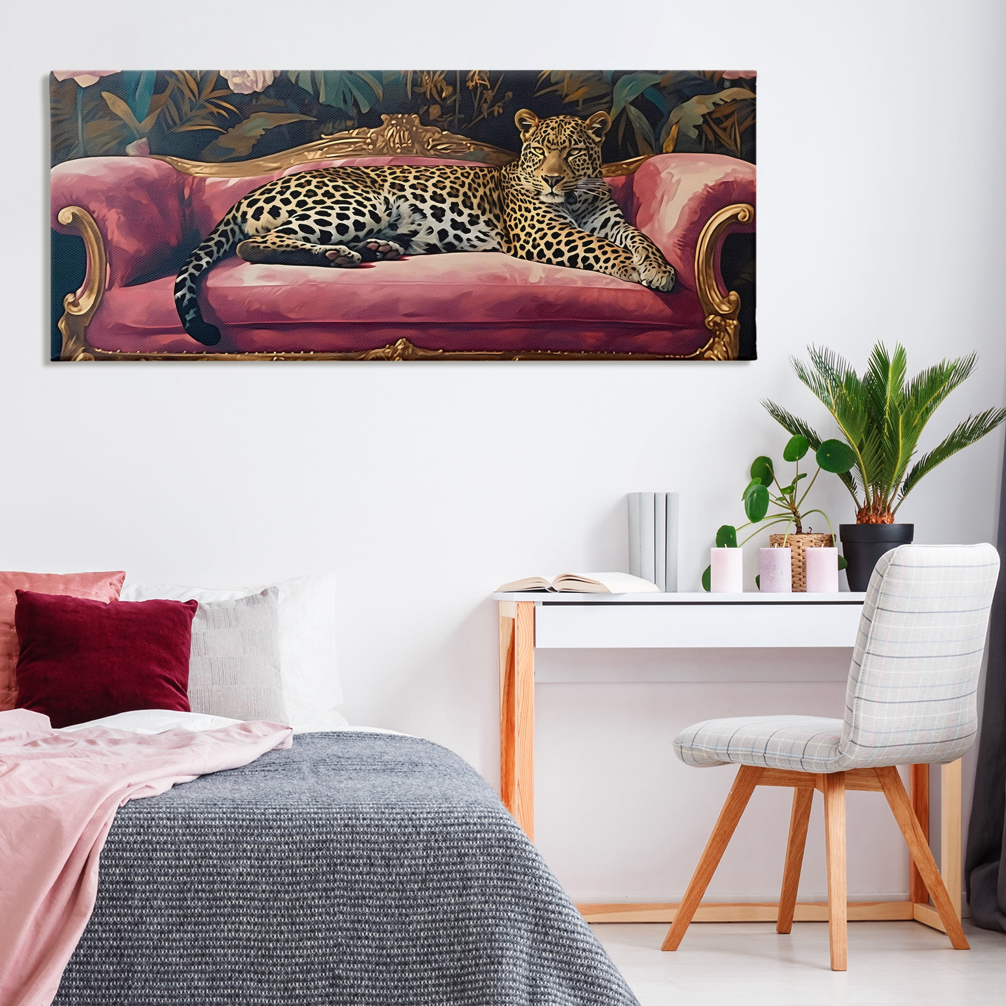 Stupell Industries Regal Relaxation Leopard on Pink Canvas Wall Art, design by Creative Studio