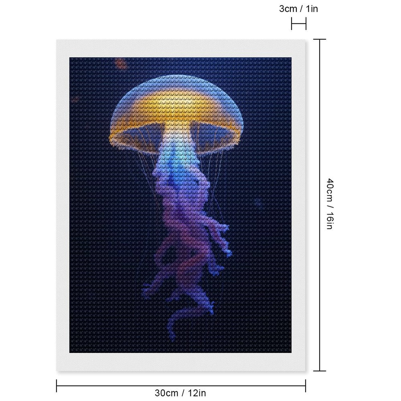 Diamond Art Kits for Adults, Luminous Jellyfish Deep Ocean Glow 5D Diamond Painting Kits for Adults Beginners, DIY Full Drill Diamond Painting, Gem Art and Crafts 12x16
