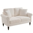 thumbnail image 1 of Fithood Solid Wood Gourd Foot Curved Armrest Indoor Two-Seater Sofa Creamy-White, 1 of 5