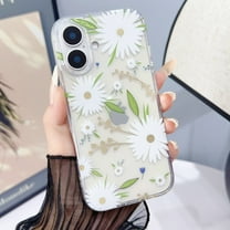 for iPhone 16 Plus Case Clear Flower Floral Women Girl Cute Phone Case Aesthetic Soft Slim Black Shockproof Protective Cover for iPhone 16 Plus Crystal Colorful Floral,White Flower