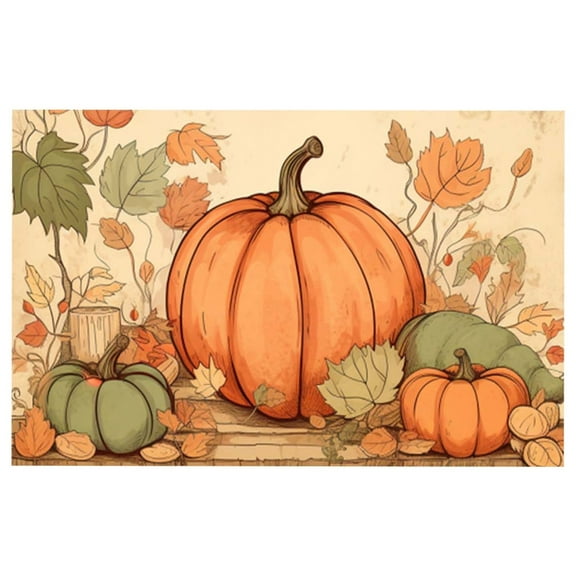 Fall Door Mat Outside, Pumpkin Welcome Mat for Front Door, Halloween Thanksgiving Autumn Vintage Rustic Yard Non Slip Seasonal Home Indoor Outdoor Party Decoration