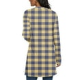 thumbnail image 3 of Uootdi Women's Plaid Open Front Cardigan Long Sleeve Pockets Casual Loose Fit Lightweight Fall Fashion Outerwear Trendy Checkered Print Sweater Khaki Women Top, 3 of 5