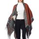 thumbnail image 5 of Poncho de invierno con estampado abierto y chales a cuadros para mujer, 5 of 5